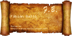 Fábián Balló névjegykártya
